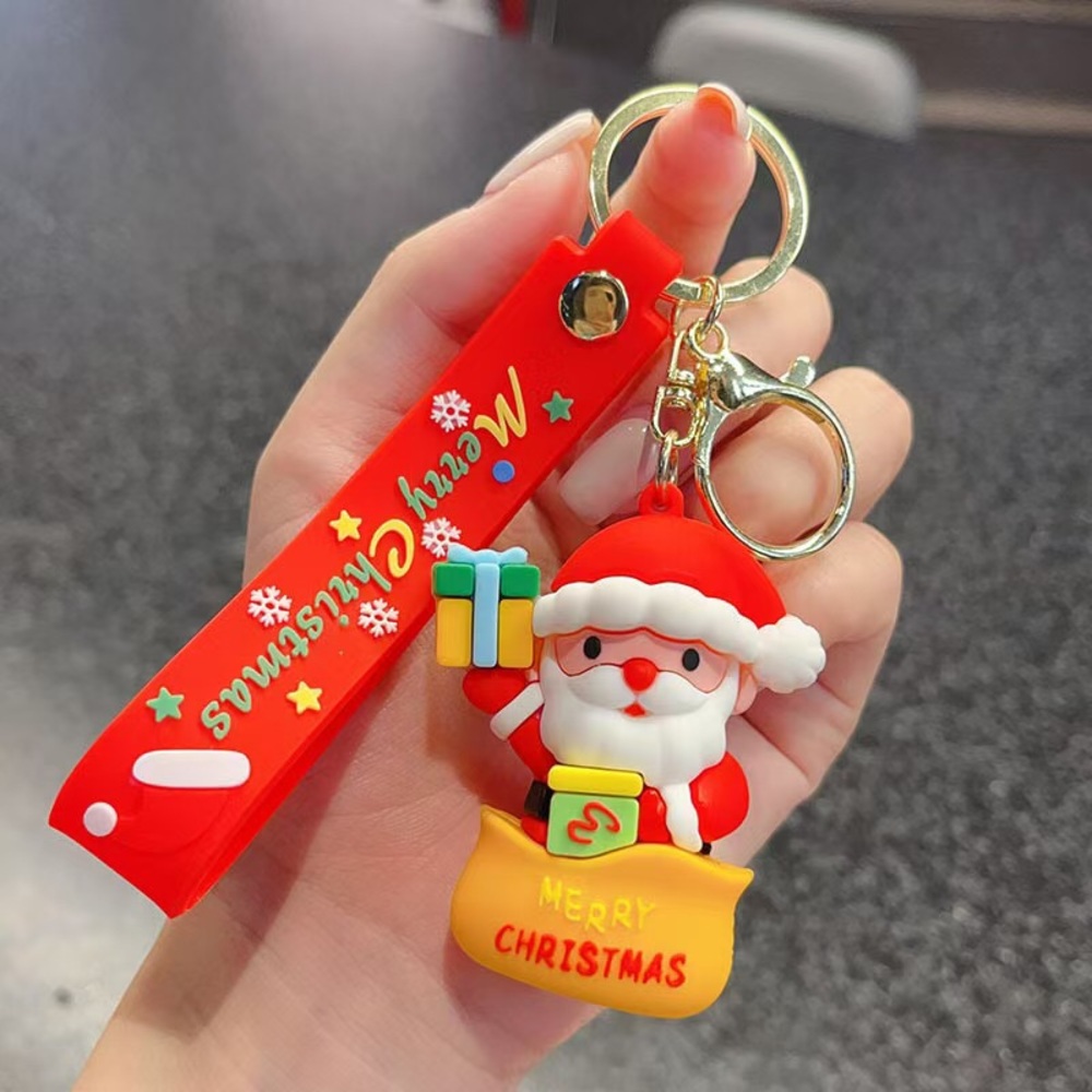 Cute Red Santa Merry Christmas Keychain